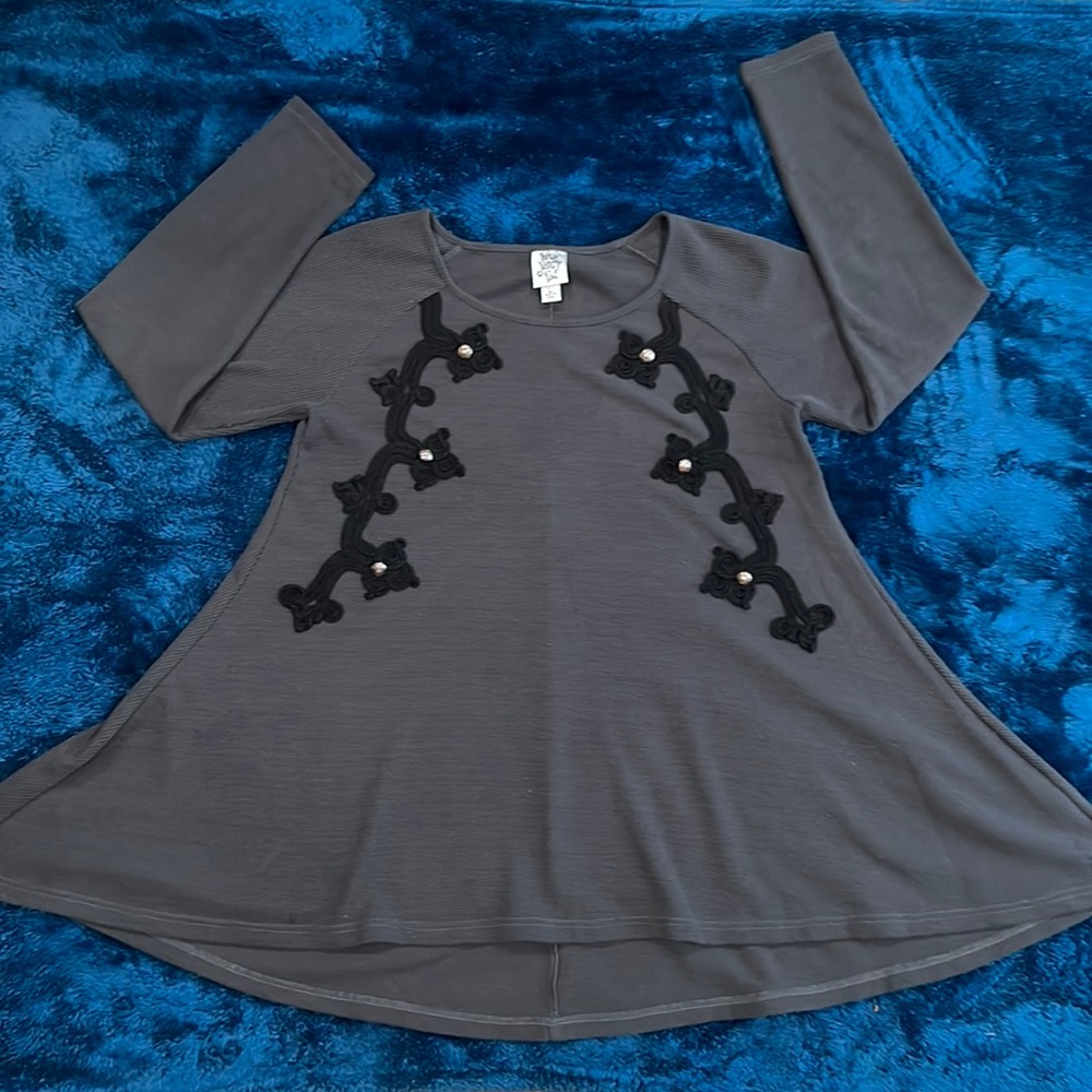Ivy Jane Size L oversized tunic dress with buttons and black detail